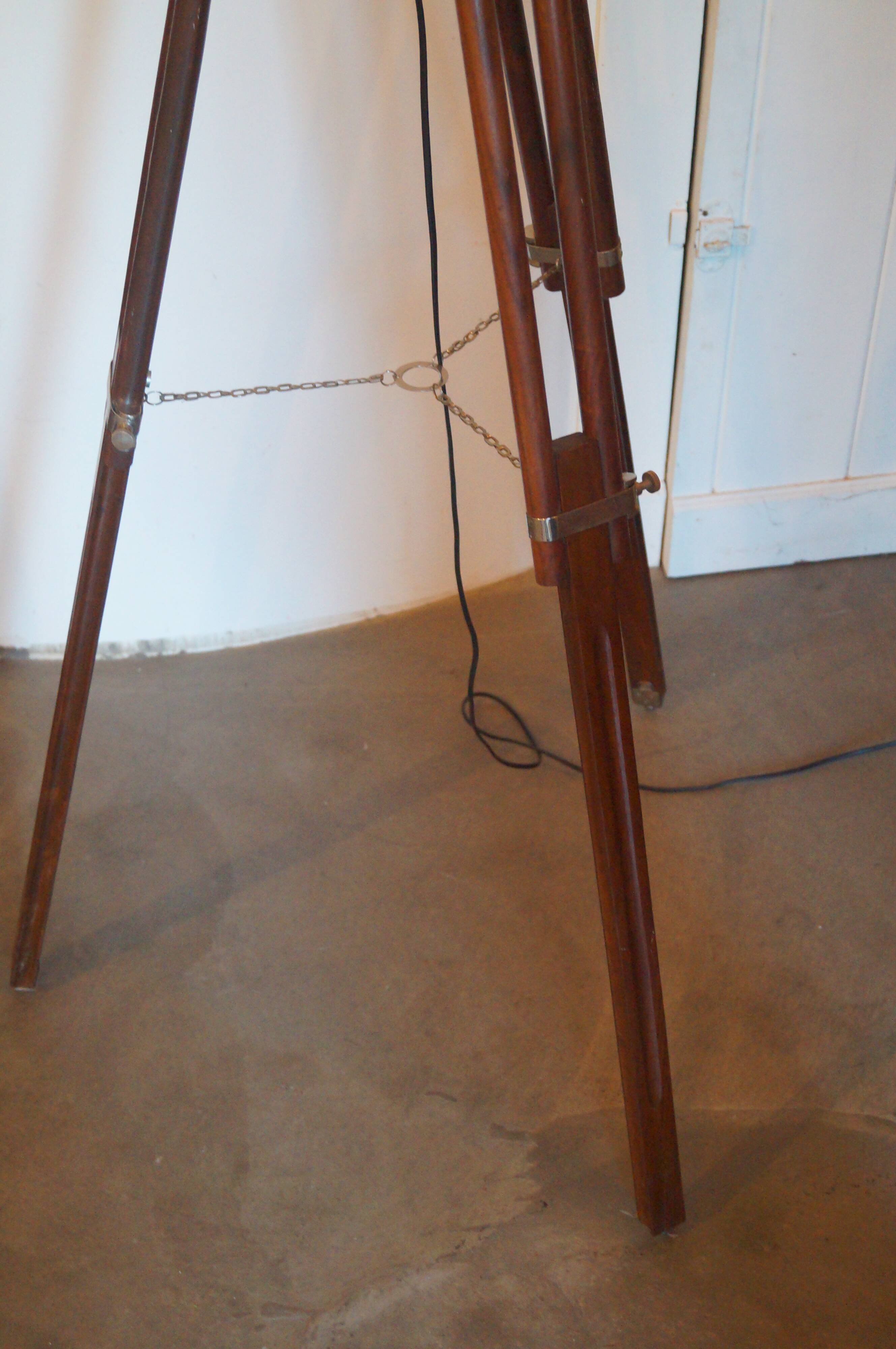 Wooden tripod floor lamp 1970