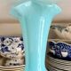 White and sky blue opaline vase
