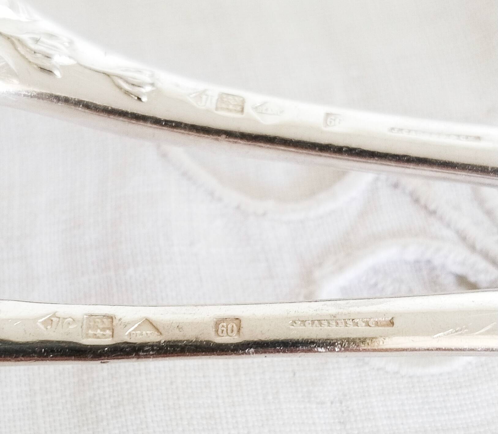 Silver cutlery set, 1 fork and 1 spoon, J Casses et Cie