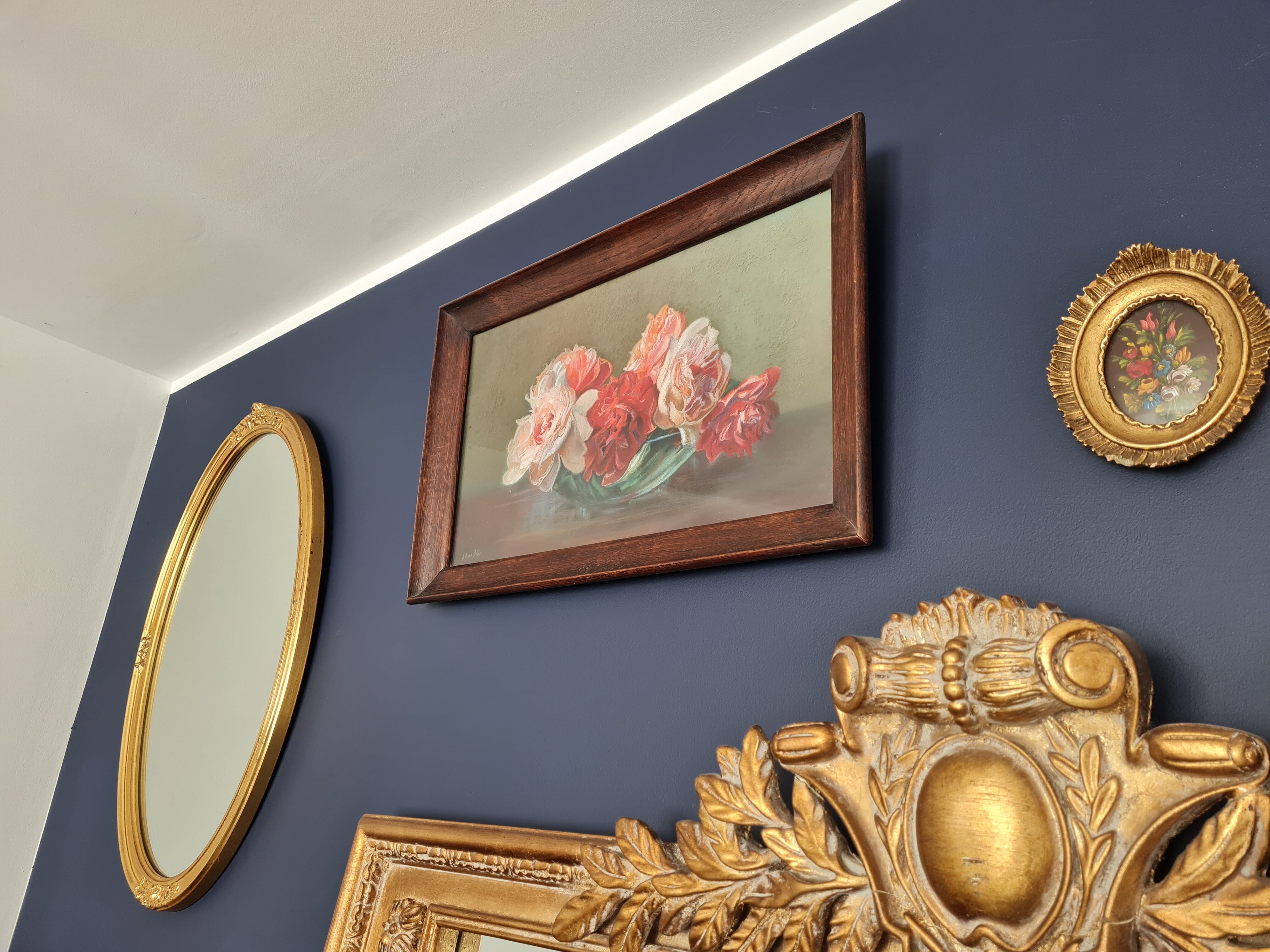 Pastel painting cut of peonies