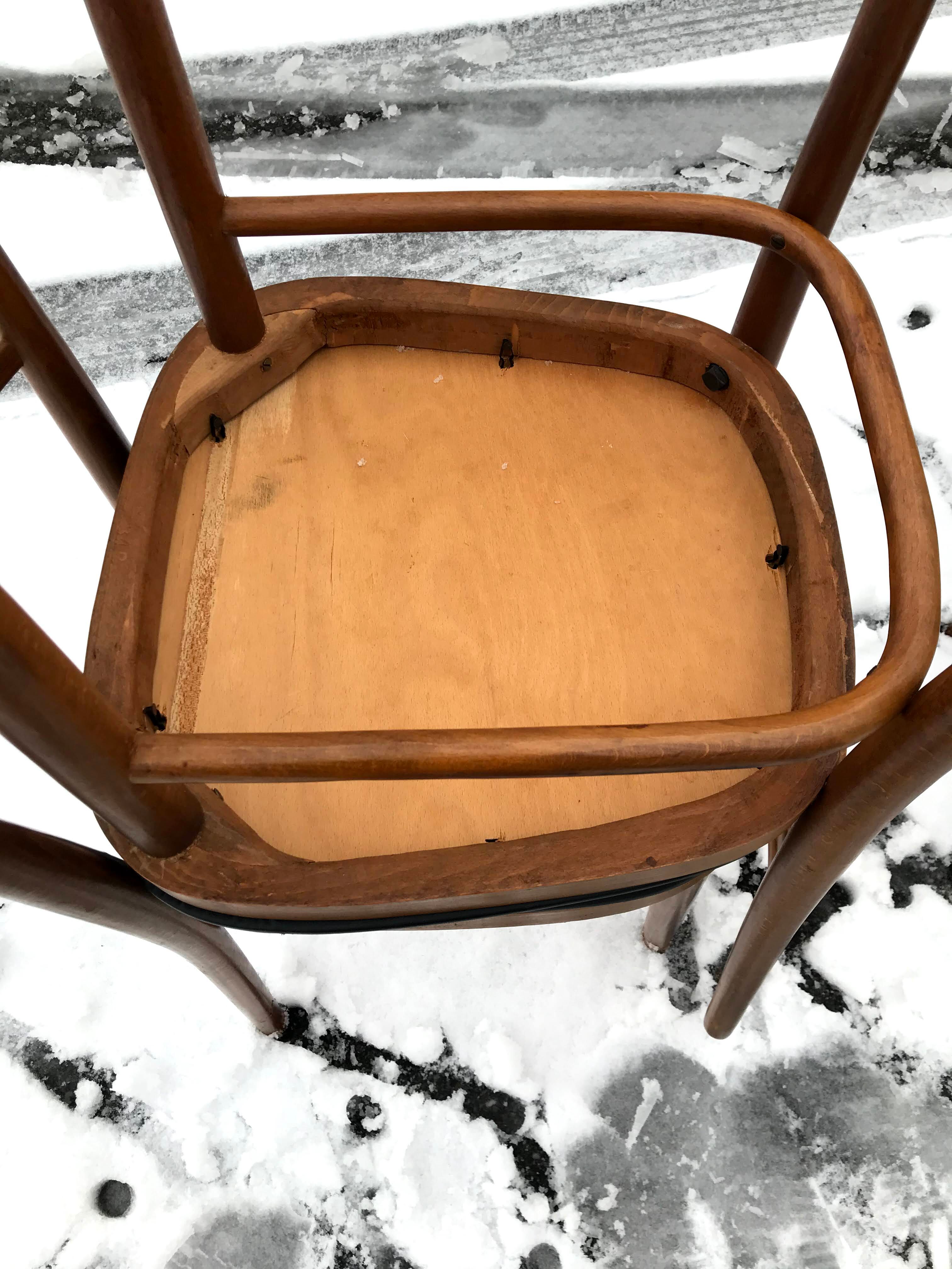 Vintage 60s slatted chairs and leatherette