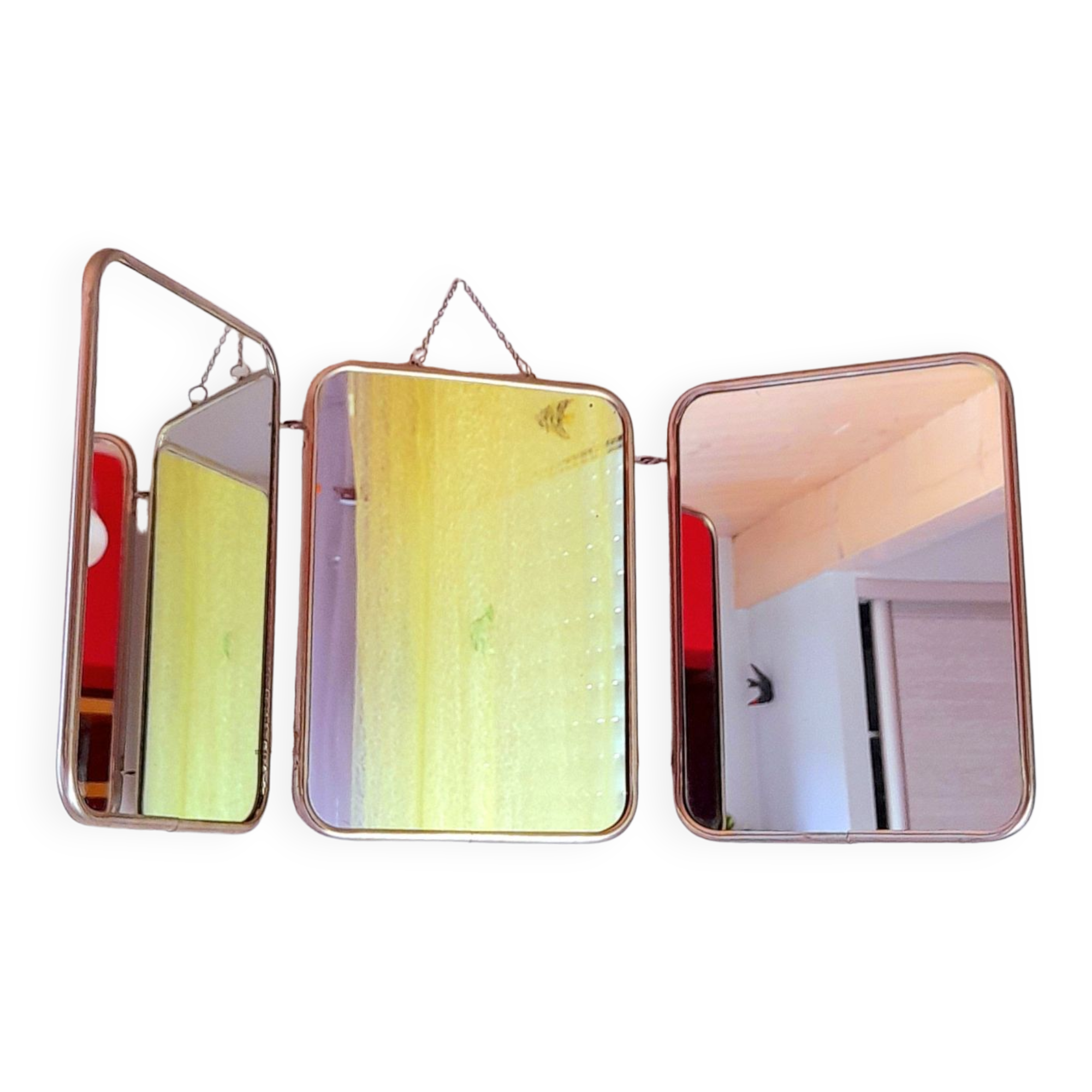 Triptych barber's mirror