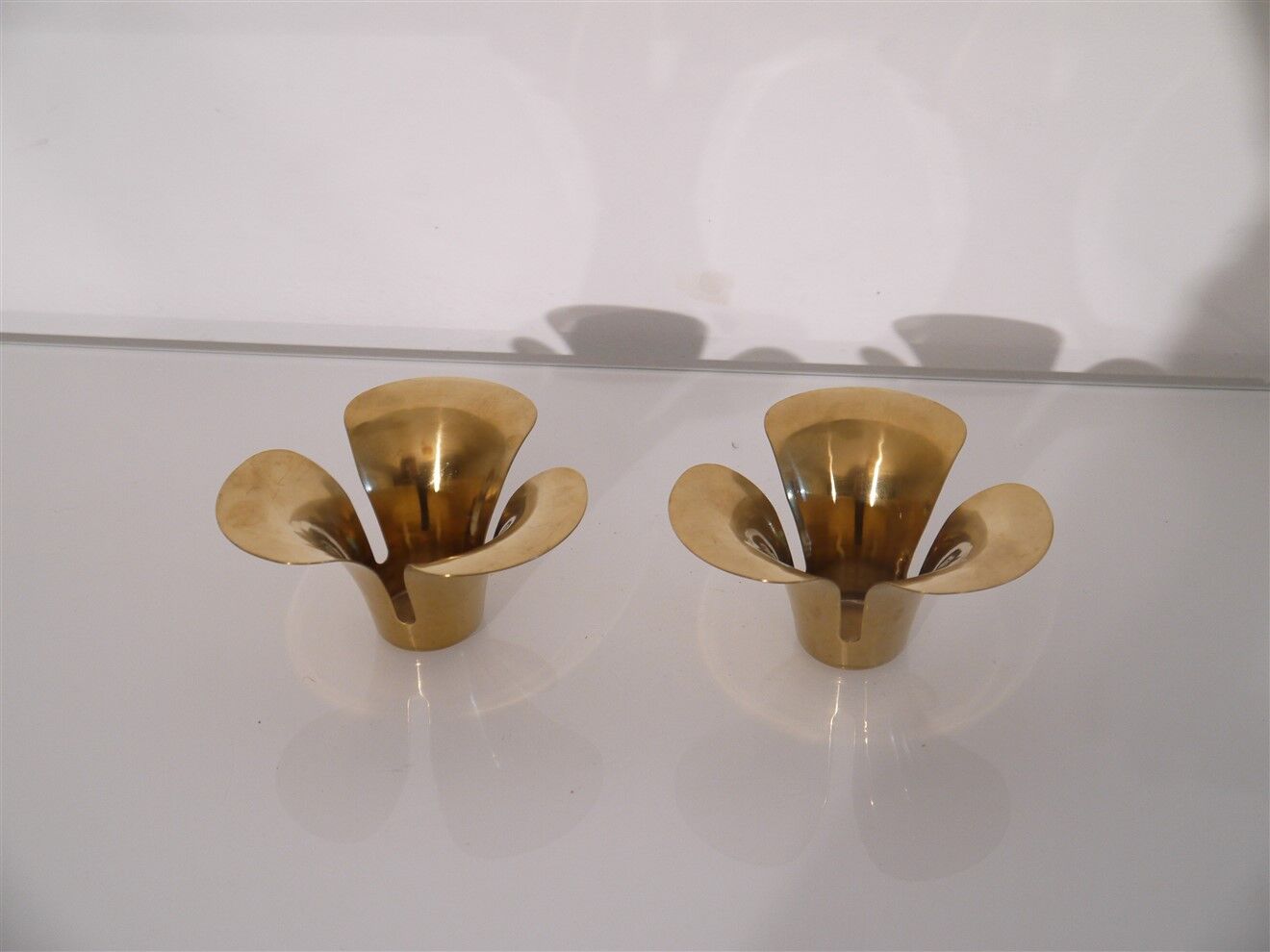 Pair of Scandinavian brass candle holders 1970