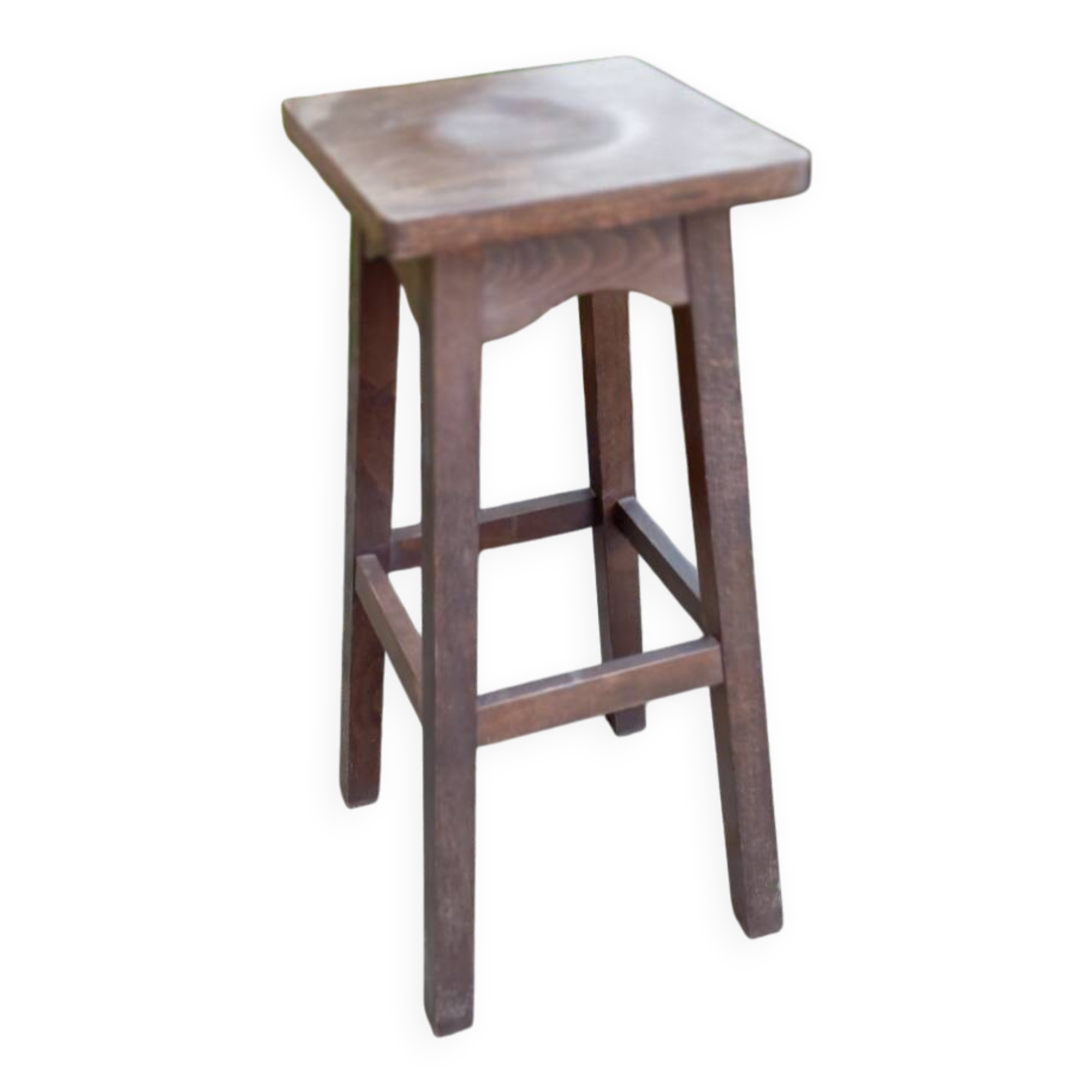 High stool in solid oak, brutalist style, circa 1950/60