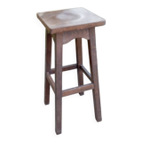 High stool in solid oak, brutalist style, circa 1950/60