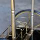 Serving trolley, vintage mini-bar in metal and smoked glass
