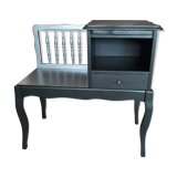 Black and grey solid wooden bench