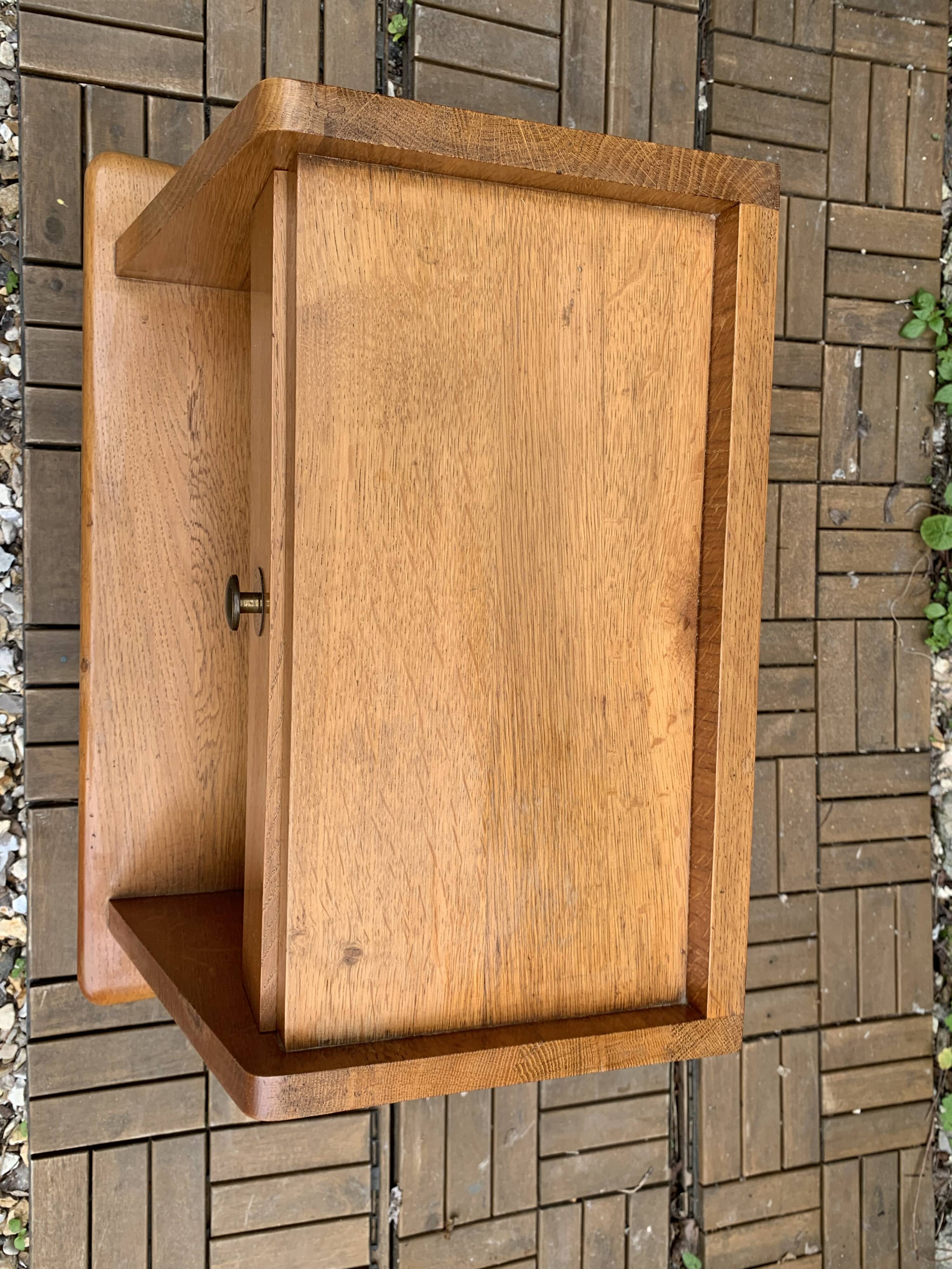 Solid oak compass feet bedside table 1950