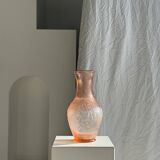 Grand vase rose en verre moulé italien vintage H31