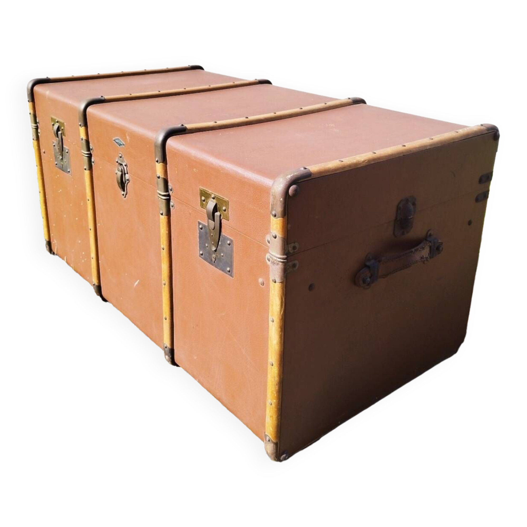 Large vintage arched travel storage trunk