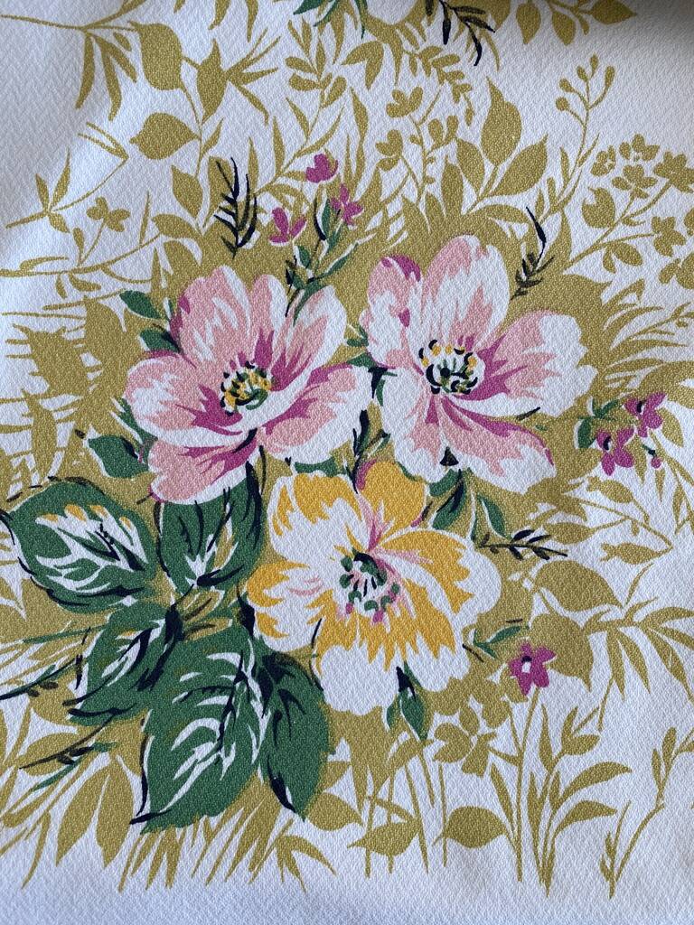 70's floral print damask tablecloth - cotton - 140x140 cm