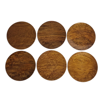 Set of 6 wooden plates "Lapacho" from South America, 20 cm
