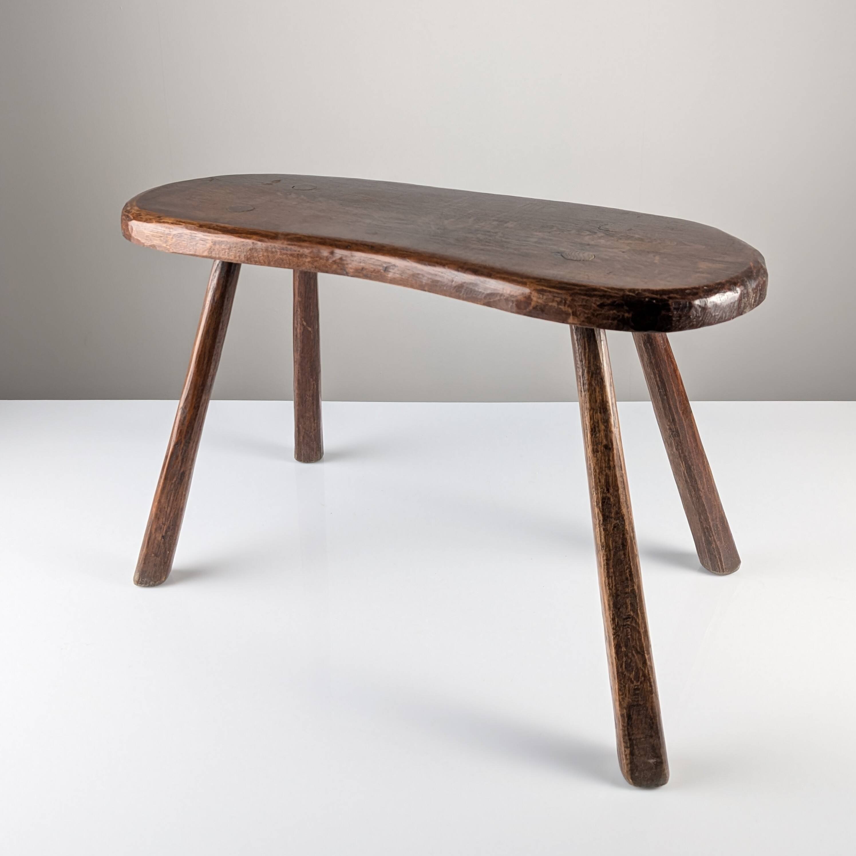 Rustic hand-carved wooden bench with organic shape, 1940s