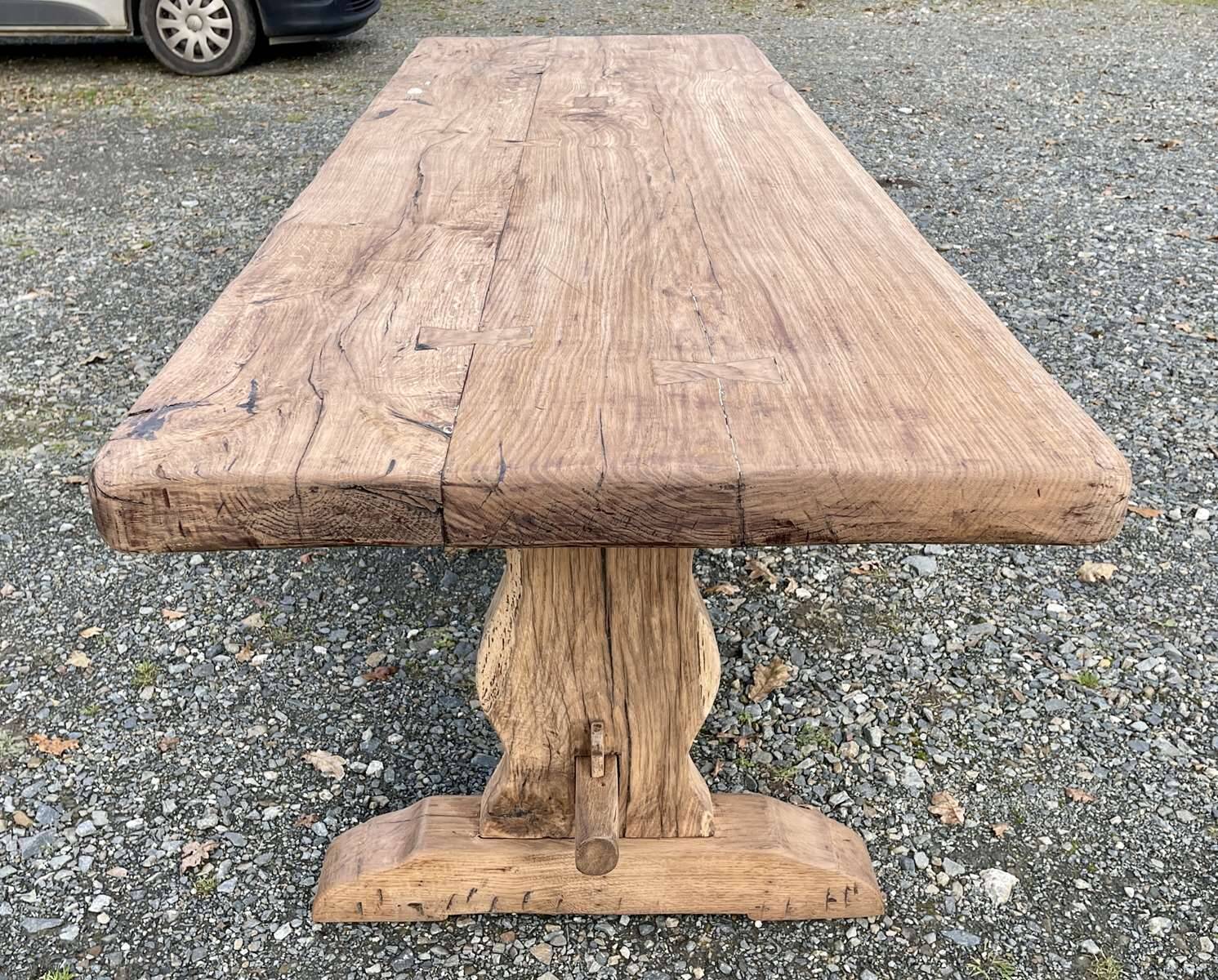 1930s monastery table in raw oak