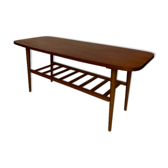 Vintage wooden coffee table with double tops.