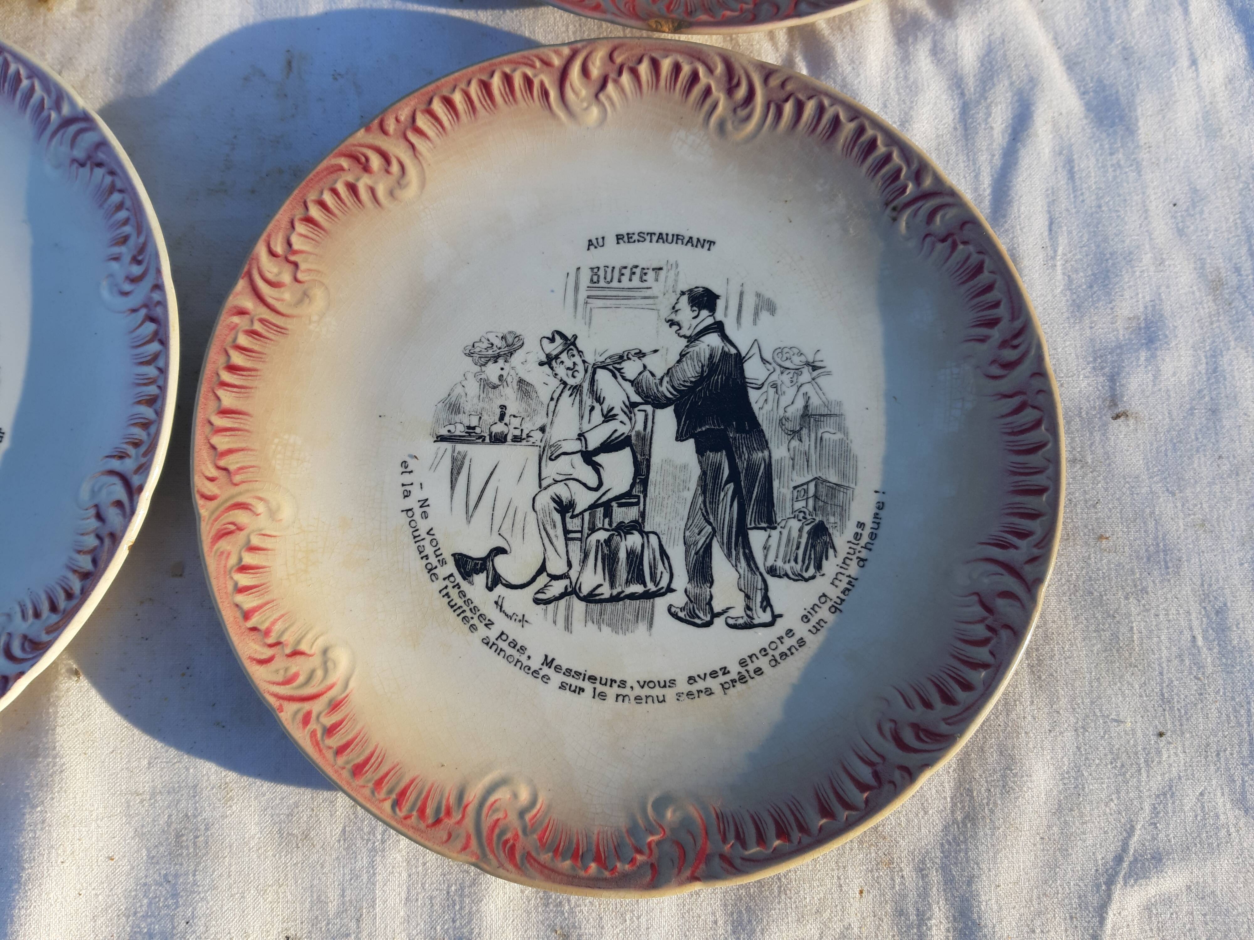 7 Digoin Sarreguemines plates in earthenware