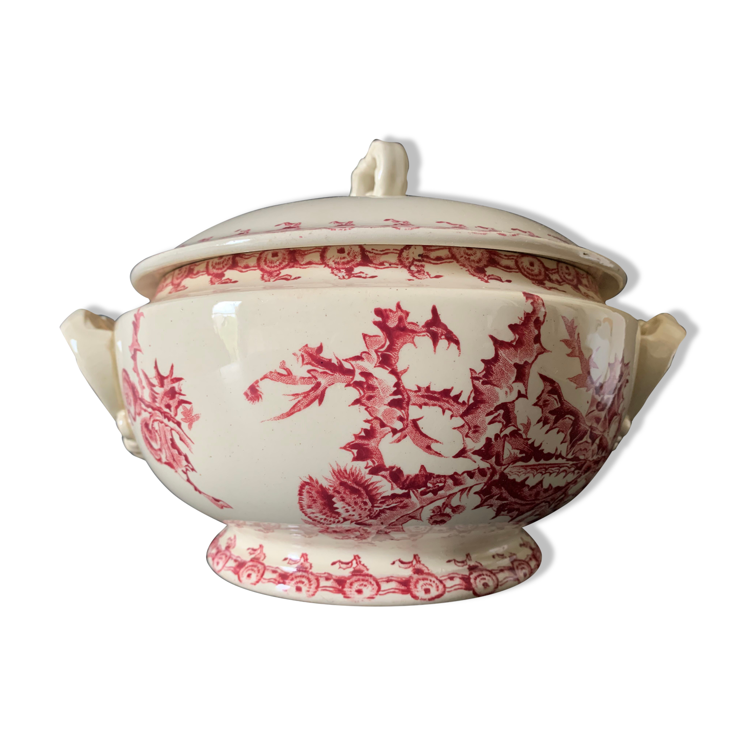 Gien porcelain soup maker model pink thistles