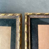 Pair of identical gold colored metal frames each measures  14.5 cm x 9 cm convex glass