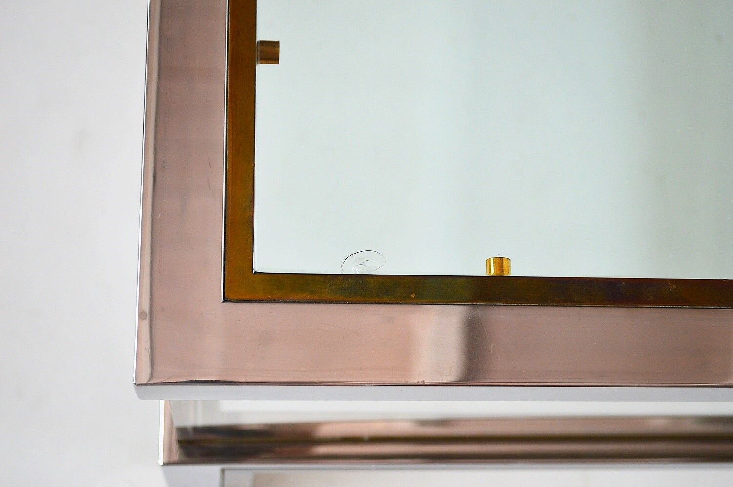 Coffee table in brass and chrome with folding top compartment to House Jansen 1970 s