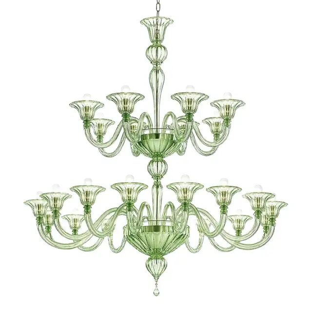 Monumental Murano Glass Chandelier with Rigadin Detailing by Simoeng