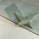 Table basse italienne en travertin et verre, 1970s