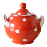 Sucrier polka dots, Digoin Sarreguemines, rare, vintage
