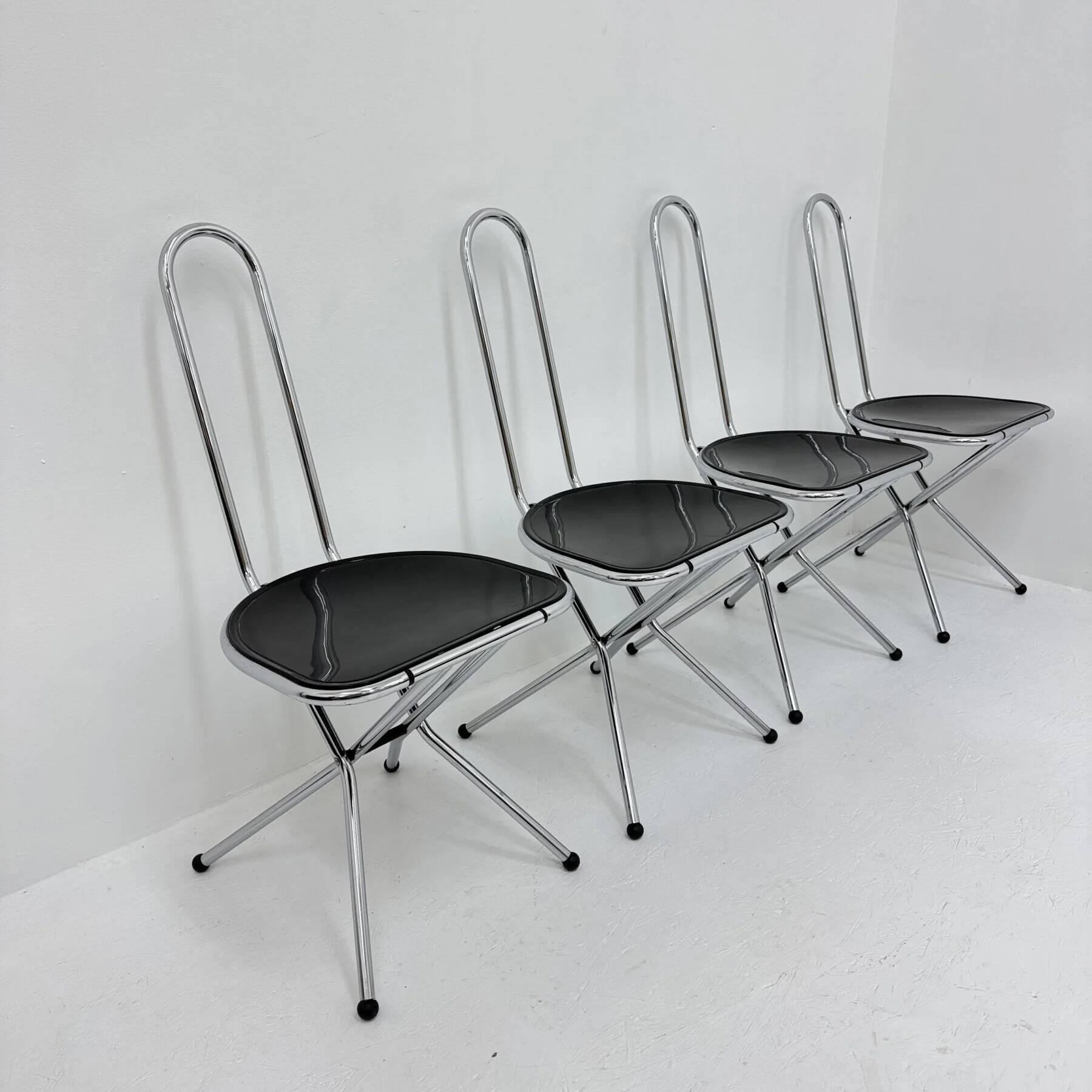 Set of 4 postmodern folding chairs by Niels Gammelgaard for Ikea, 1980s