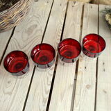 Set of 4 Ruby Luminarc Cavalier champagne cups
