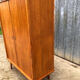 Vintage wardrobe with 2 doors and compass legs, made of oak plywood