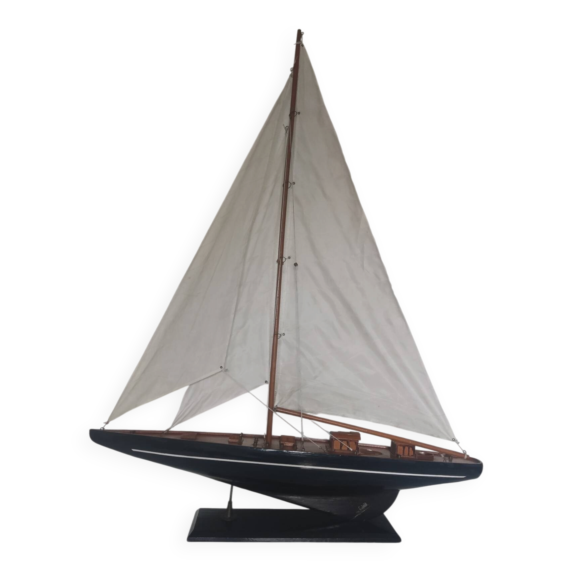 Large classic wooden pond sailboat model - Marine decor