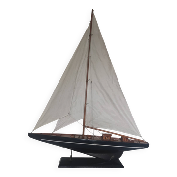 Grande maquette voilier de bassin classique en bois - Déco marine