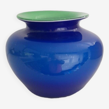 Vase en verre soufflé bleu et vert de Murano