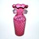 Vintage pink blown glass cornet vase - vintage pineapple shape 18cm