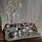 Silver tray with knot pattern handle L47.5