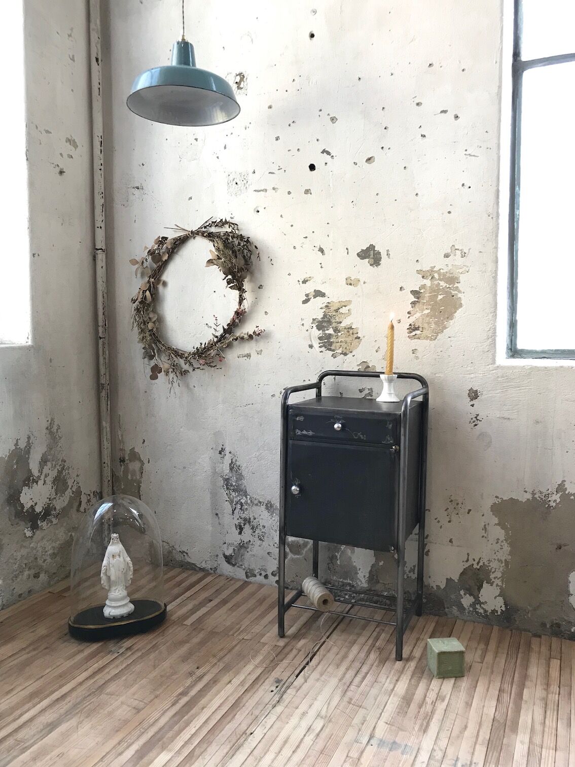 Industrial bedside table