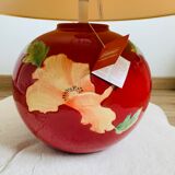 Louis Drimmer ball lamp with label 2000's poppy flowers