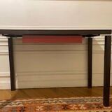 Wenge console desk / red leather top and drawer