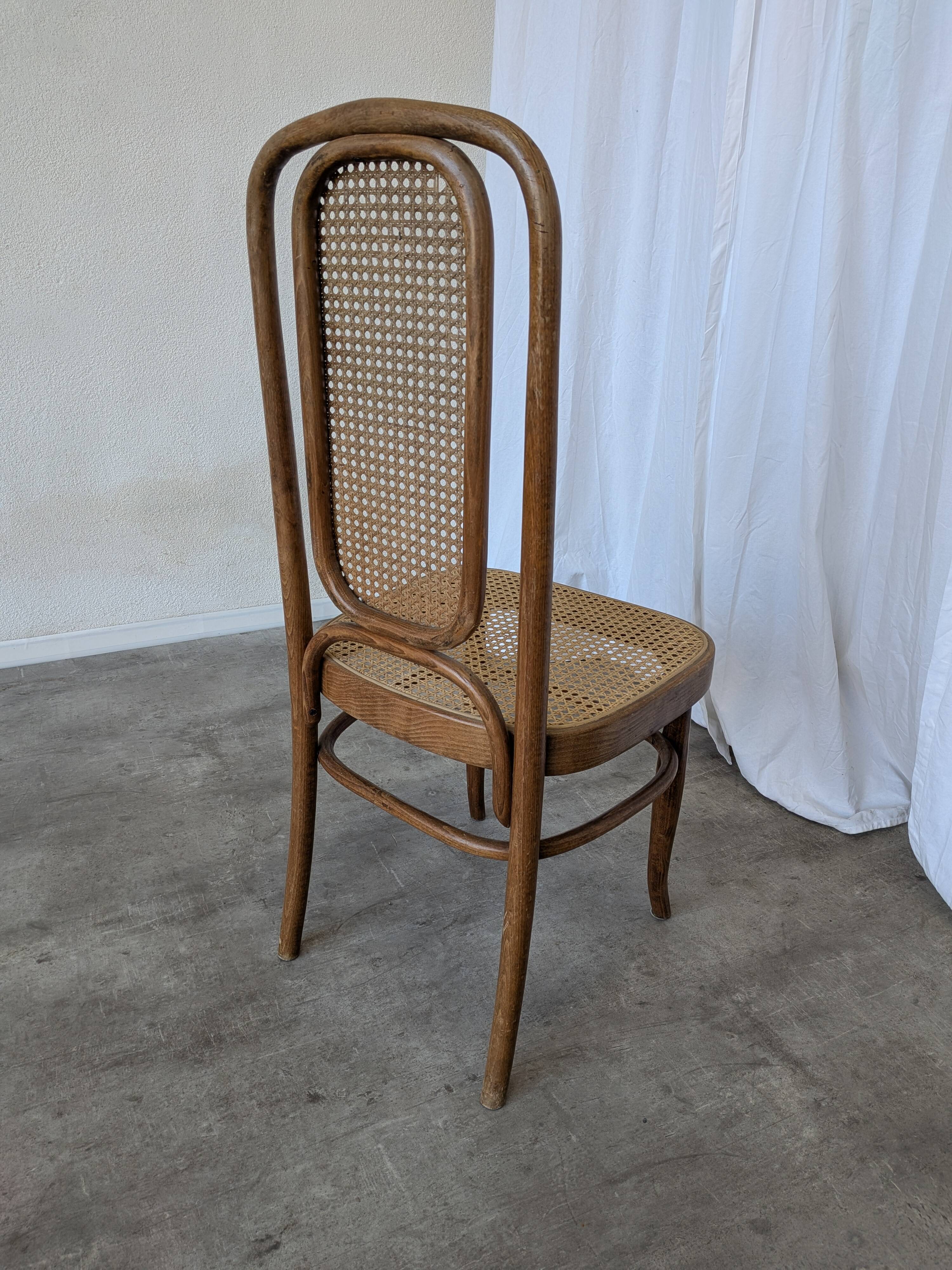 Vintage High Back Bentwood Cane Dining Chair / Thonet Style / Torn Seat