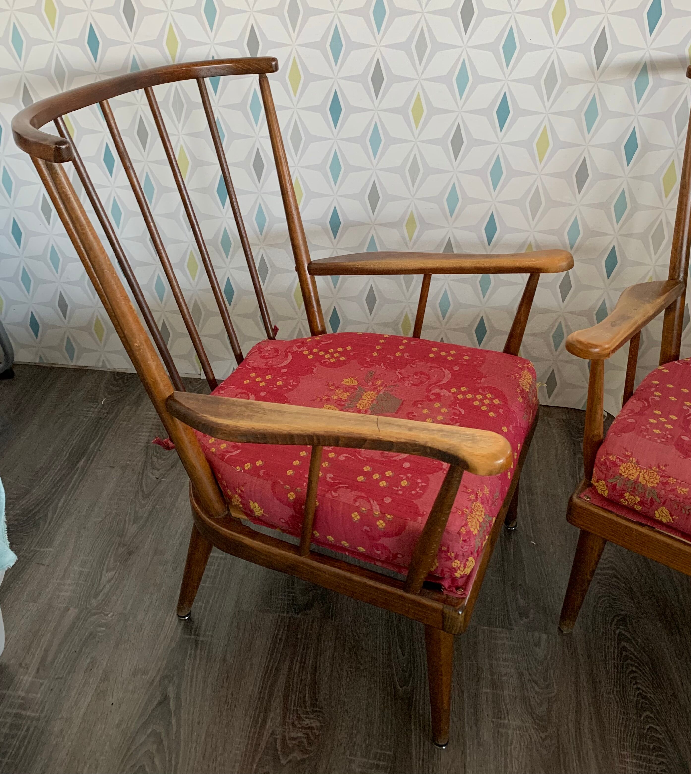Paire fauteuils Baumann éventail