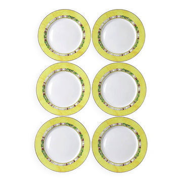 6 dessert plates Jean-Louis Coquet Limoges Terre de Sienne vintage