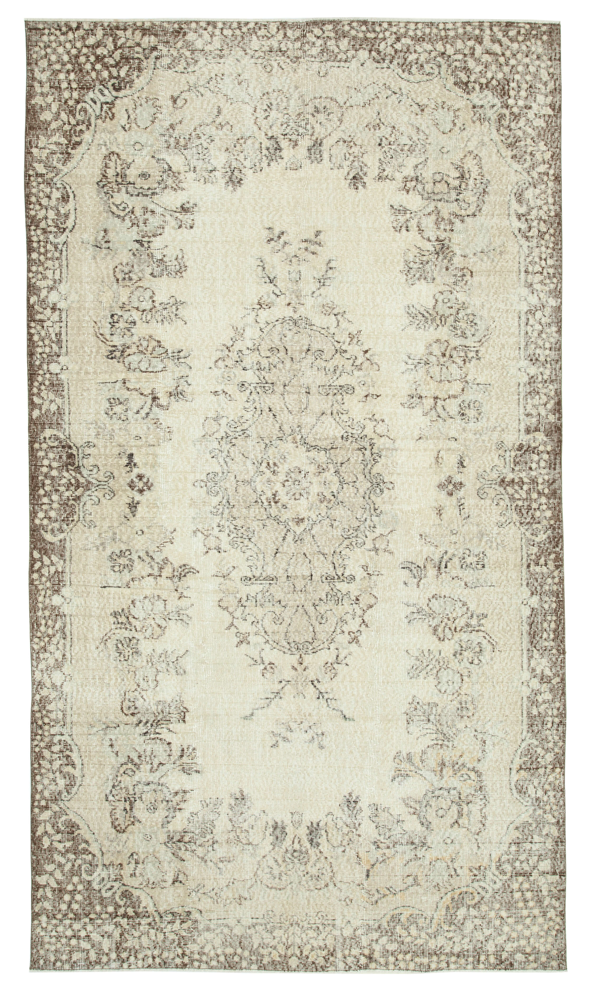 Anatolian handwoven antique 1980s beige rug 181 cm x 320 cm