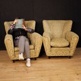 Pair of design armchairs in velvet from the 50s