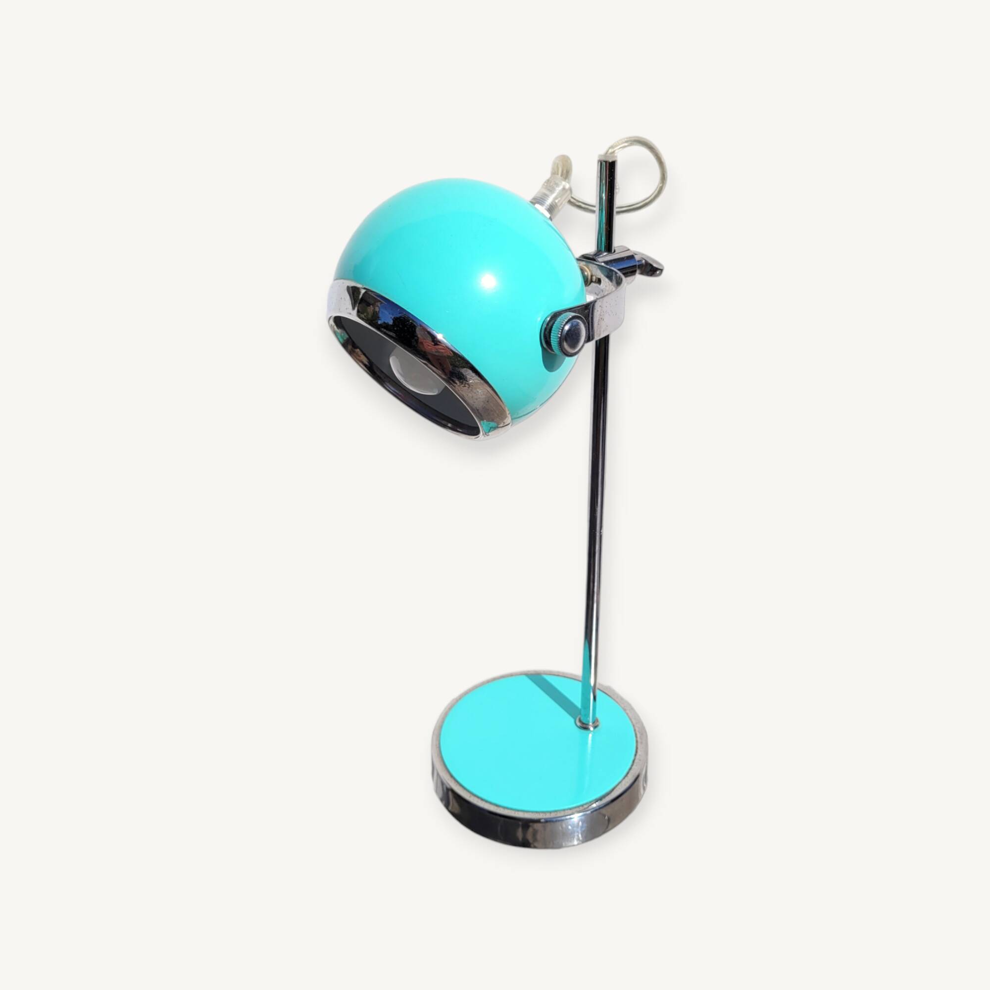 Mint and chrome eyeball lamp