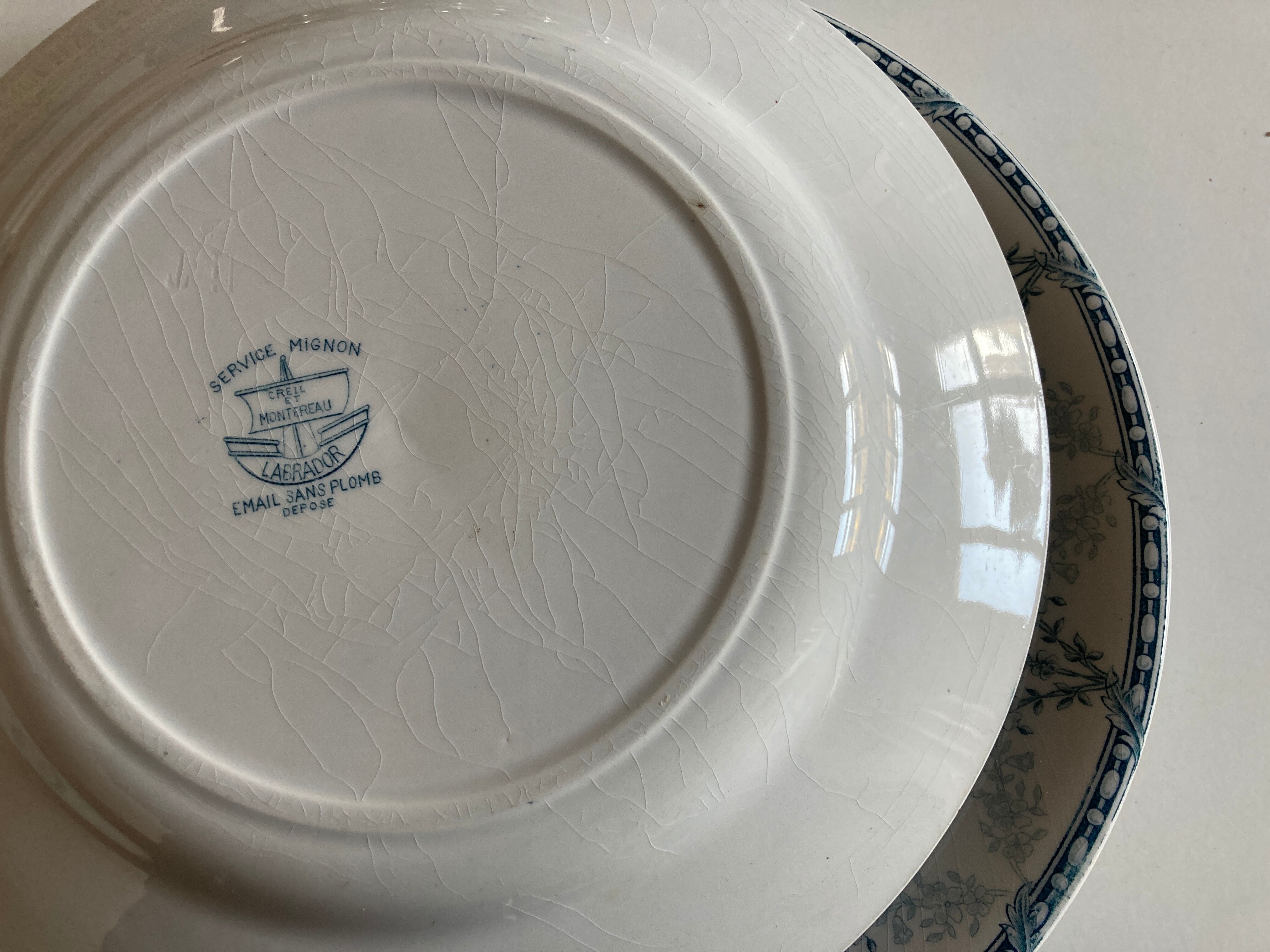 Set of 5 plates of earthenware Creil and Montereau early 20th