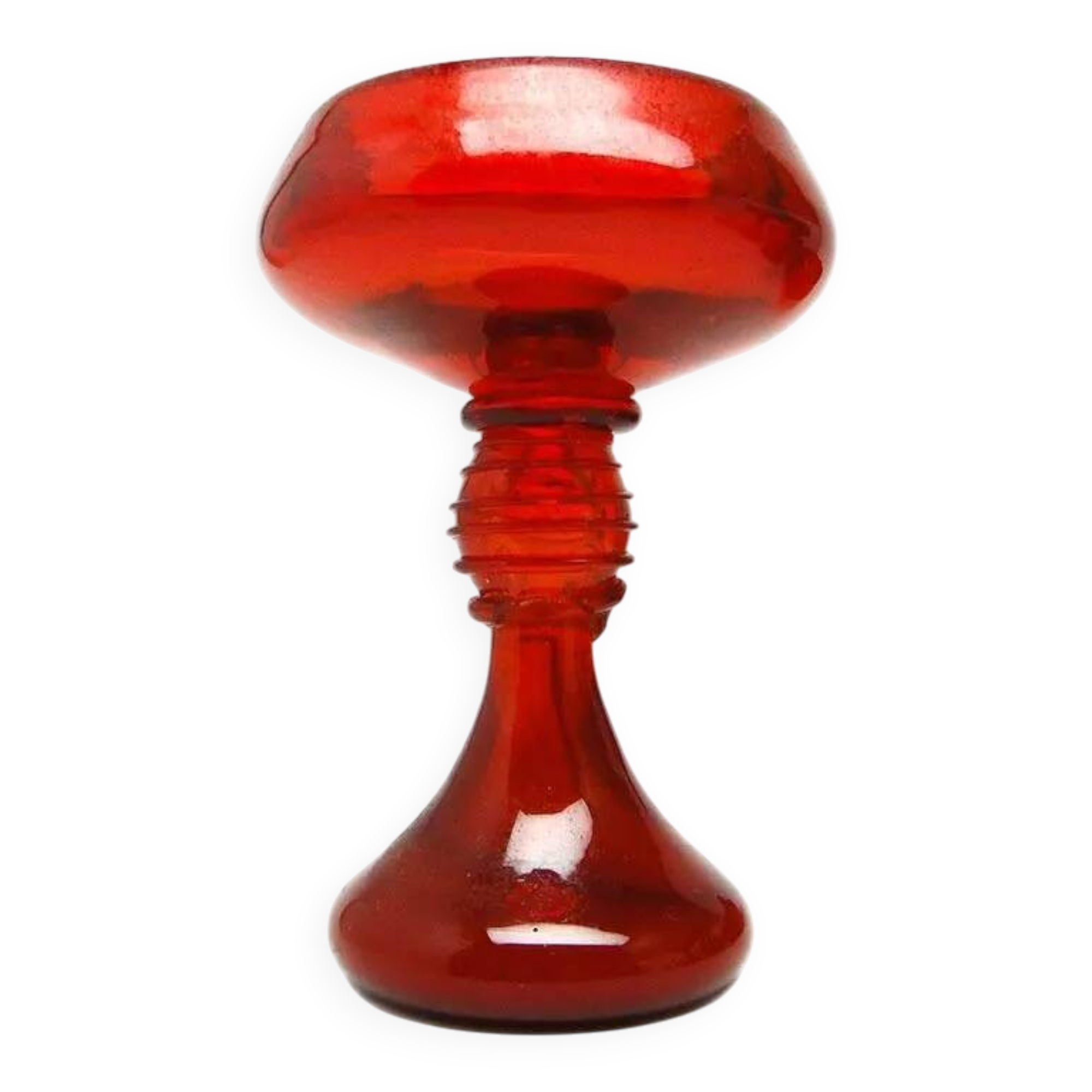Vase, modernism, red glass, designed by J. Słuczan-Orkusz, Poland, 1970s