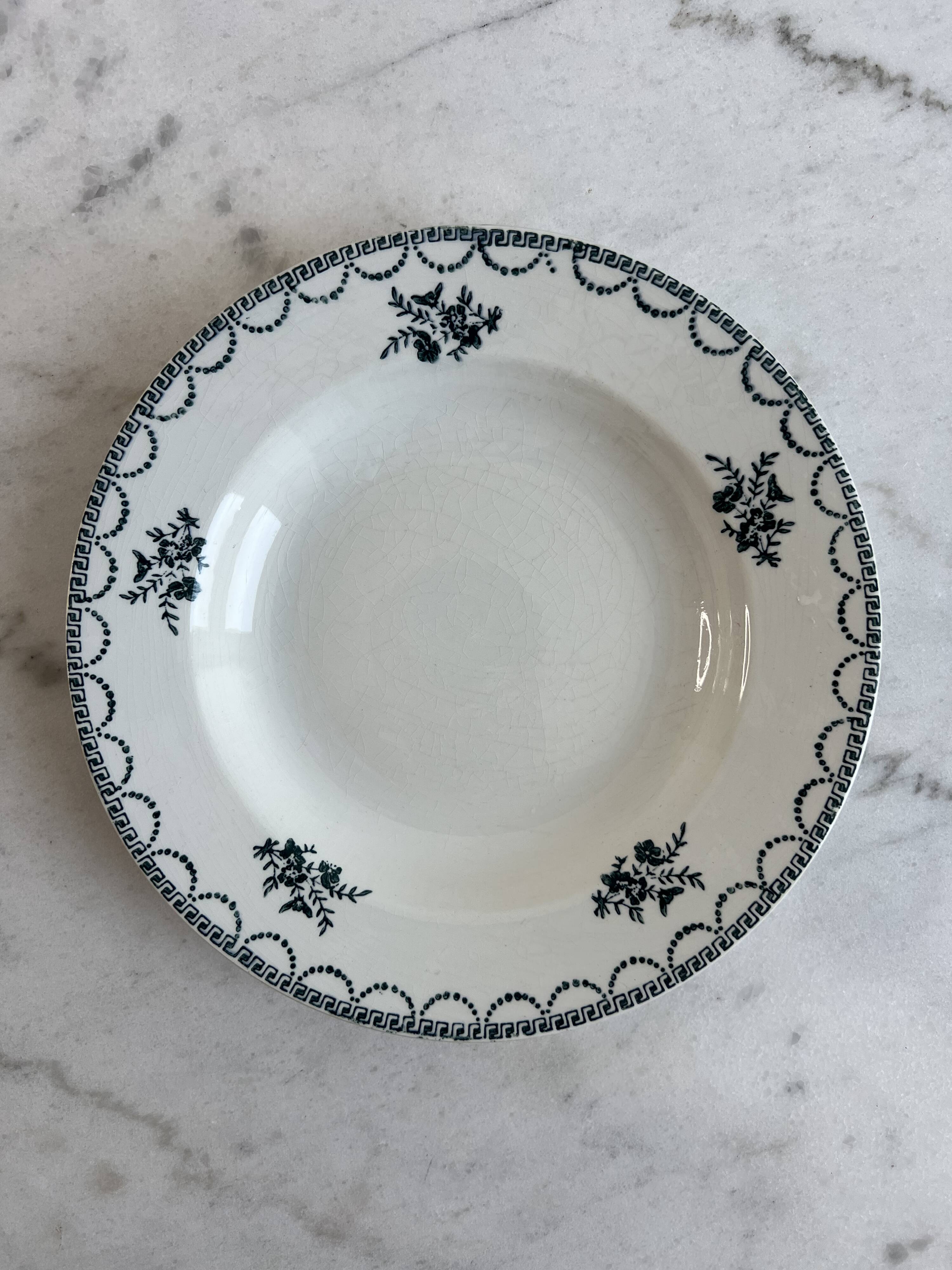 Set of 6 antique deep plates — Céranord pottery, model