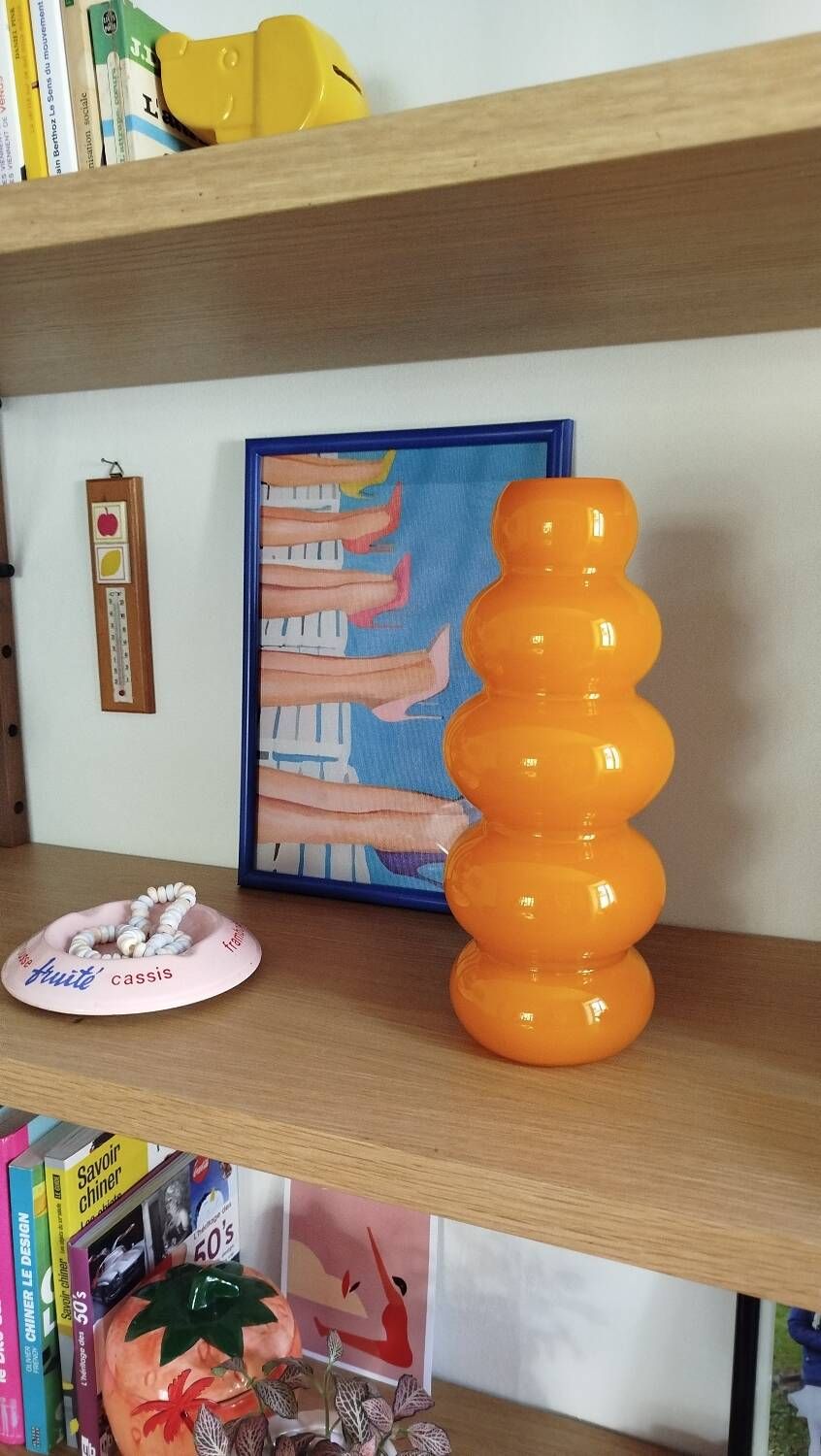 Vintage orange opaline vase ikea design