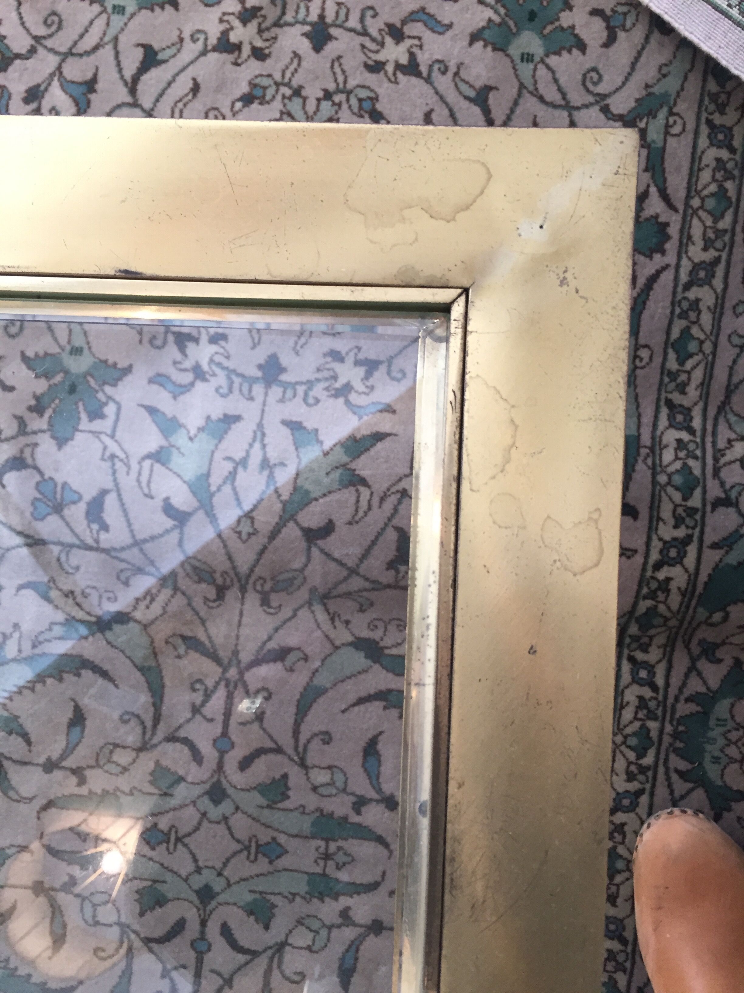 Table brass and beveled glass