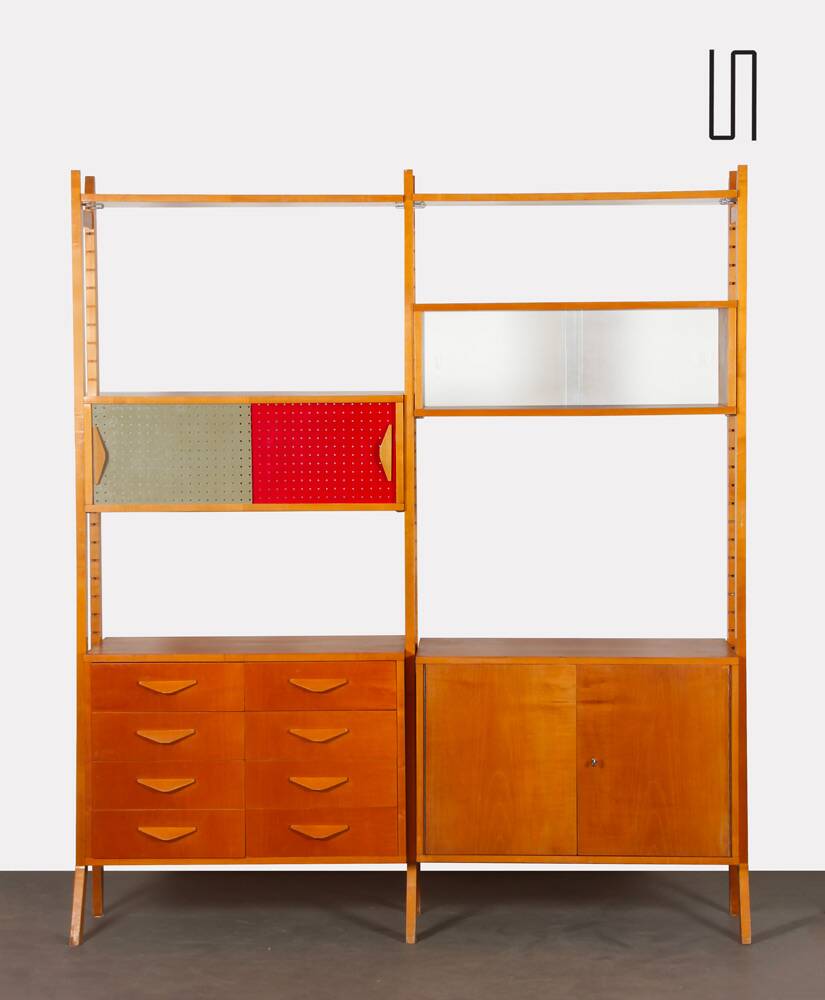 Vintage Czech design wall unit from the 1970s