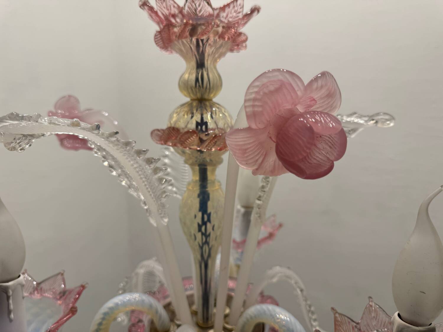 Venetian Pink opalescent Murano Glass Chandelier 1960’s
